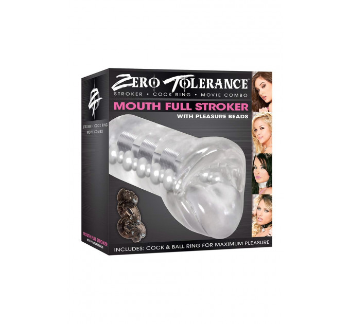 Мастурбатор реалистичный Рот с язычком Zero Tolerance Mouth Full, прозрачный