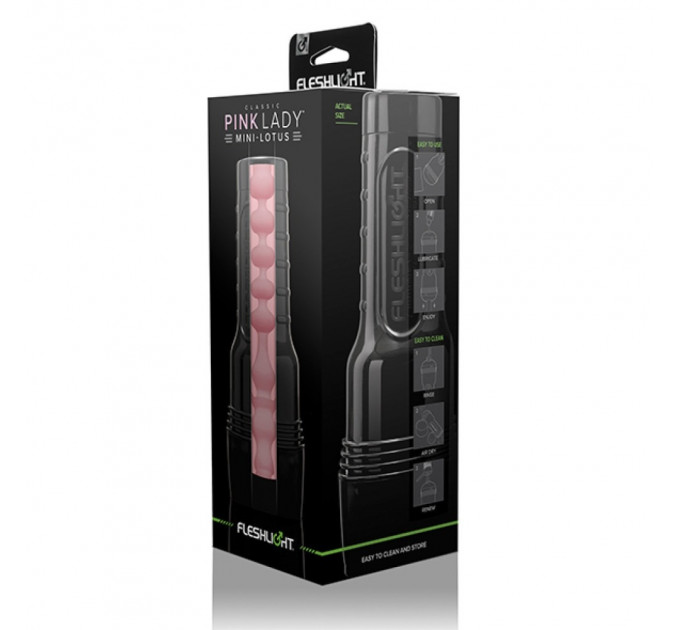 Мастурбатор вагина в колбе Fleshlight Pink Lady Mini-Lotus, с рельефом, киберкожа, бежевый