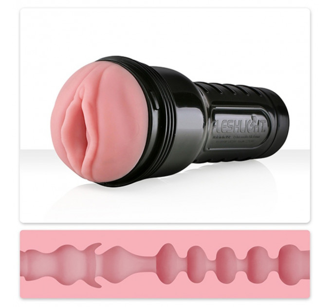 Мастурбатор вагина в колбе Fleshlight Pink Lady Mini-Lotus, с рельефом, киберкожа, бежевый