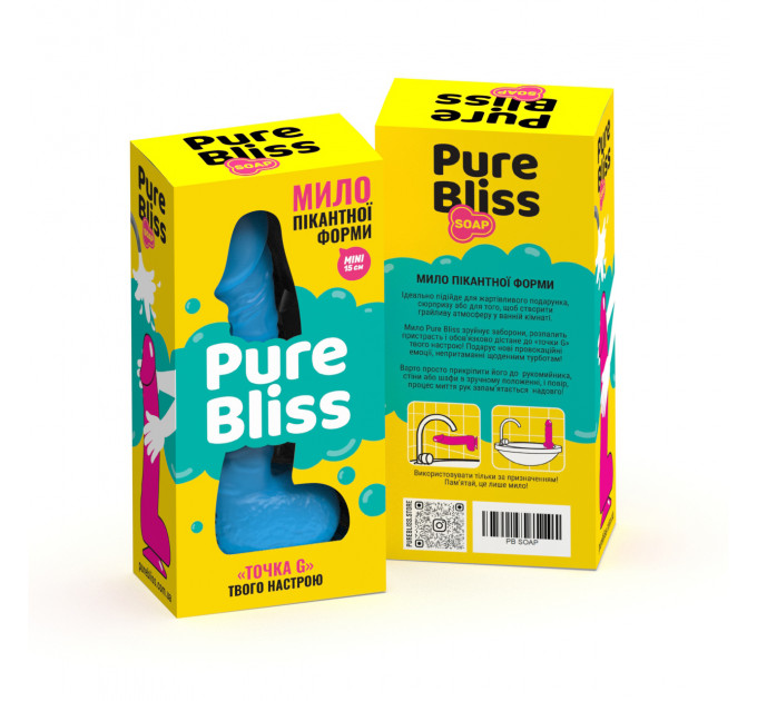 Мило член на присосці Pure Bliss MINI блакитне, 15 см