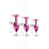 Набор анальных пробок Global Novelties NIXIE METAL BUTT PLUG TRAINER SET, PINK METALLIC