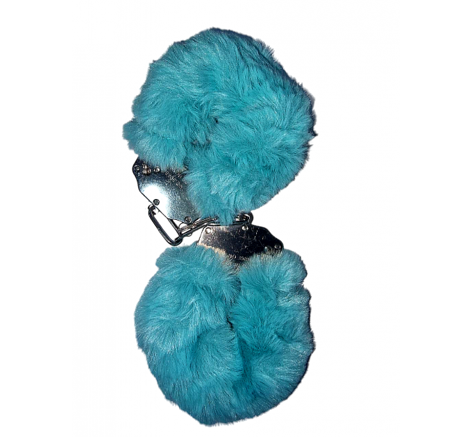 Наручники DS Fetish Plush handcuffs, металл с мехом, голубой