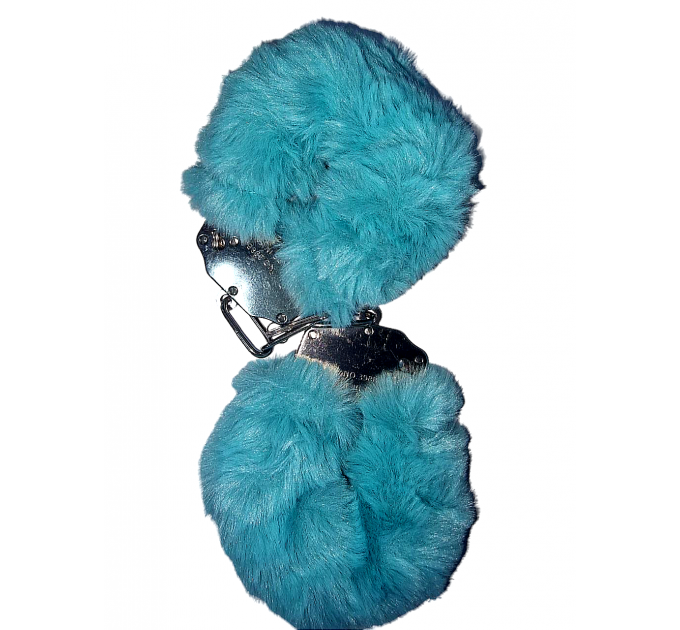 Наручники DS Fetish Plush handcuffs, металл с мехом, голубой