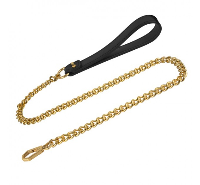 Ошейник с поводком черный Kinky Diva Collar Me с золотистой фурнитурой