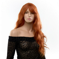 Парик длинный волнистый с челкой Fetish Hair рыжий, 60 см