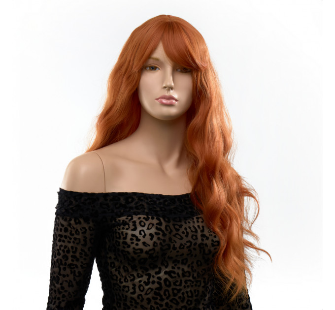 Парик длинный волнистый с челкой Fetish Hair рыжий, 60 см