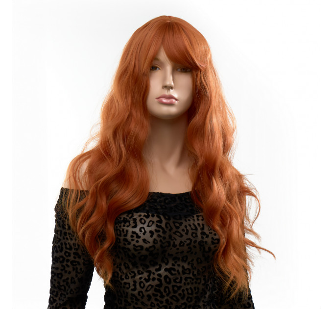 Парик длинный волнистый с челкой Fetish Hair рыжий, 60 см