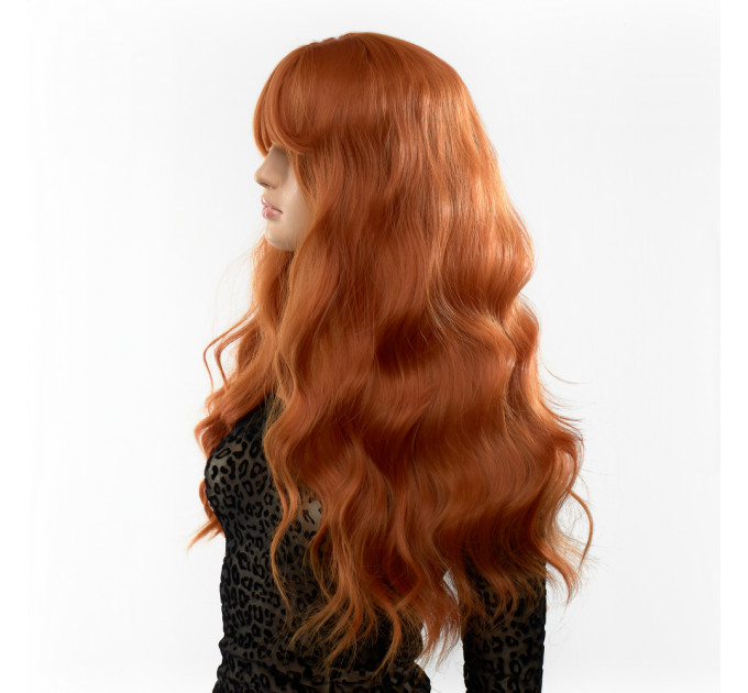 Парик длинный волнистый с челкой Fetish Hair рыжий, 60 см