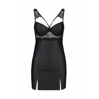 Пеньюар из экокожи LOONA CHEMISE black S/M - Passion