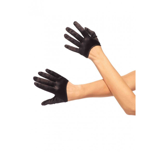 Рукавички сексуальні One Size Mini Cropped Satin Gloves від Leg Avenue