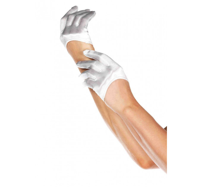 Рукавички сексуальні One Size Mini Cropped Satin Gloves від Leg Avenue