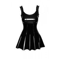 Платье из винила на молнии Noir Handmade F248 с бретелями-рюшами, черное, L