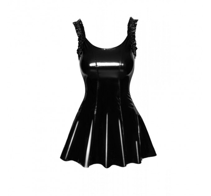 Платье из винила на молнии Noir Handmade F248 с бретелями-рюшами, черное, L