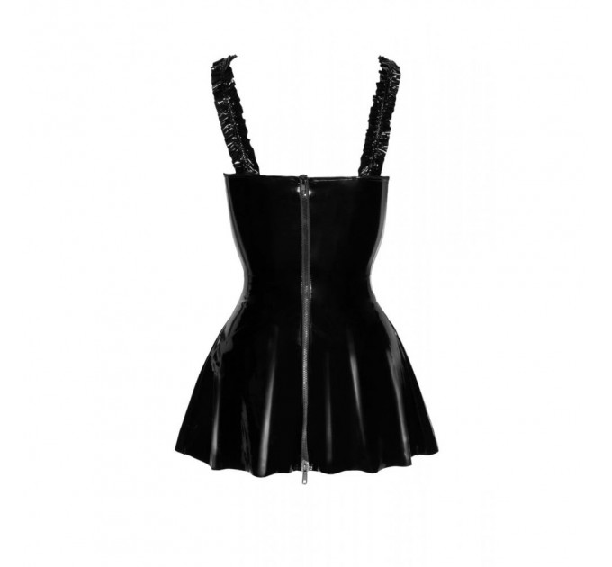 Платье из винила на молнии Noir Handmade F248 с бретелями-рюшами, черное, L