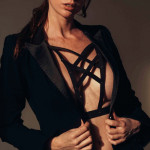 Портупея з перехресним плетивом на грудях MAZE Bijoux Indiscrets чорна, OS