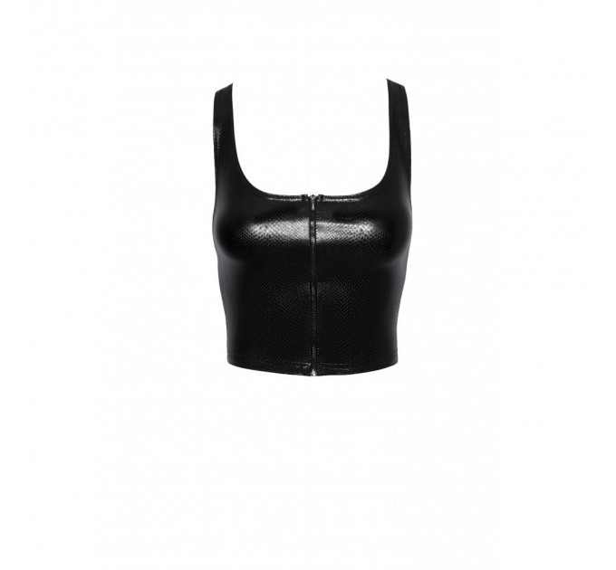 Топ эротичный виниловый со змеиным тиснением M F275 Noir Handmade, черный