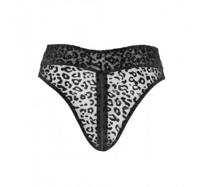 Трусики с замком NOIR Handmade Panties of leopard flock with zipper - размер M