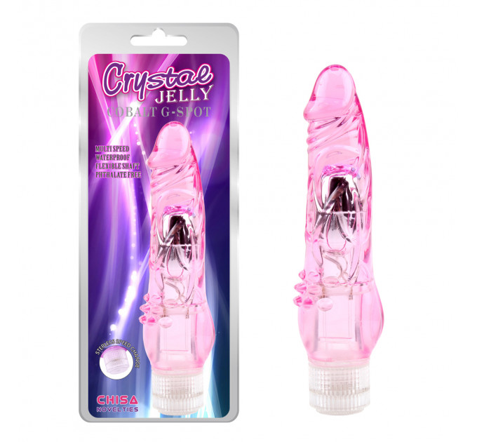 Вибратор с дополнительной стимуляцией клитора Chisa Crystal Jellie на батарейках, розовый