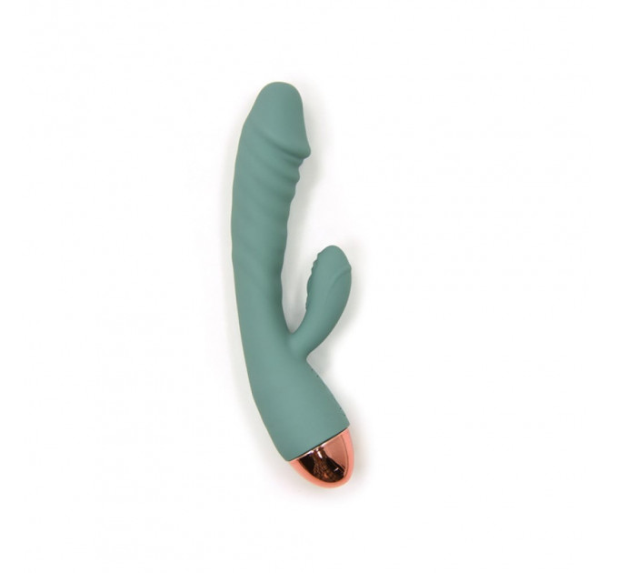Вибратор рельефный с клиторальным отростком Sweet Em Velvet Lure. бирюзовый, 20.5 х 4 см