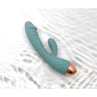 Вібратор рельєфний із кліторальним відростком Sweet Em Velvet Lure. бірюзовий, 20.5 х 4 см