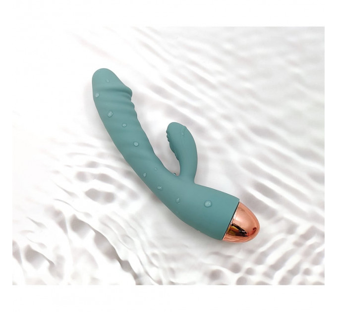 Вибратор рельефный с клиторальным отростком Sweet Em Velvet Lure. бирюзовый, 20.5 х 4 см