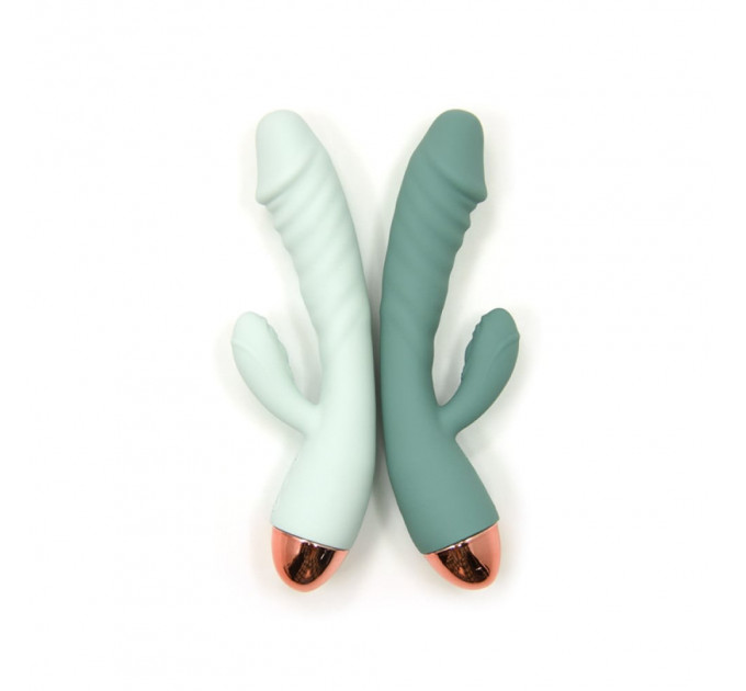 Вибратор рельефный с клиторальным отростком Sweet Em Velvet Lure. бирюзовый, 20.5 х 4 см